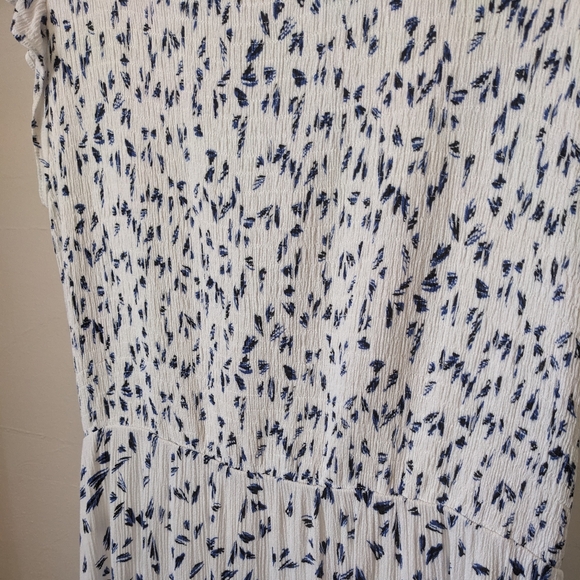 Lost + Wander Midi Dress Medium Blue White and Black Smocked Top - Picture 3 of 4